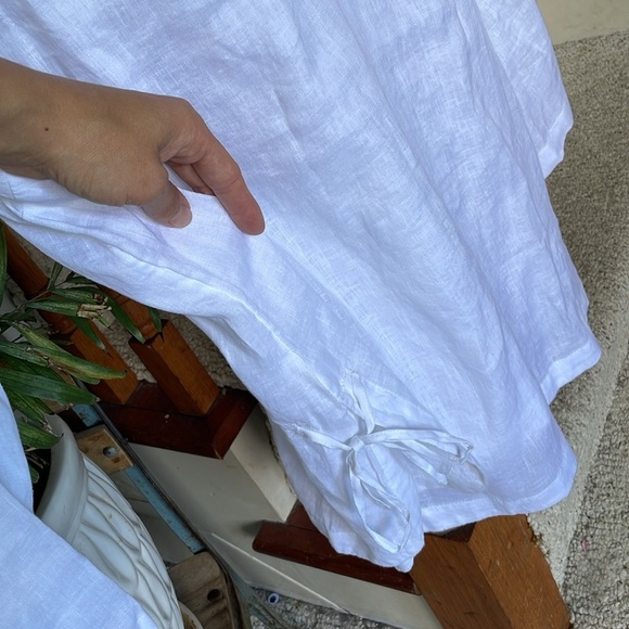 Isaac Mizrahi White Boho Linen Relaxed Beachy Tunic - Picture 5 of 10